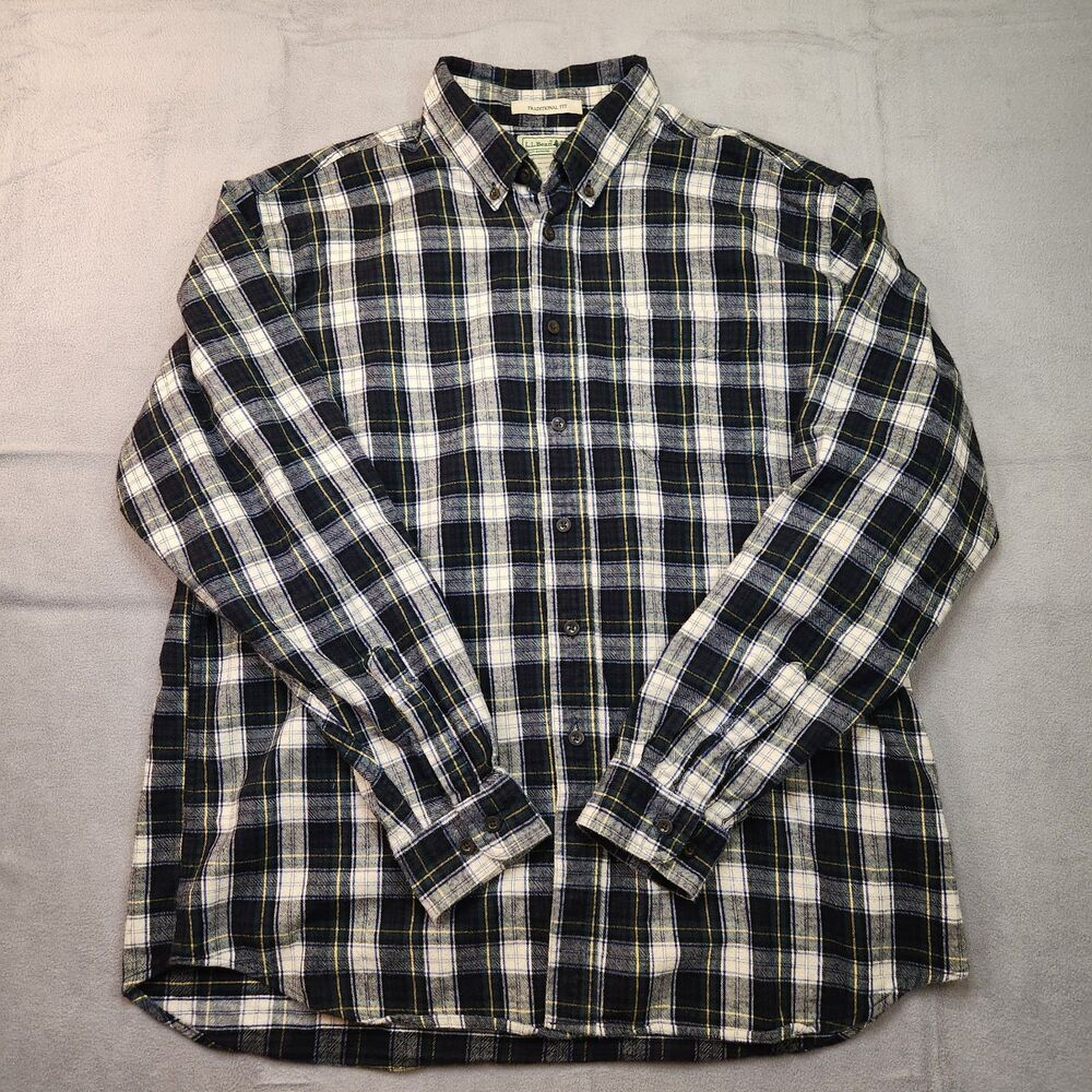 VTG L.L. Bean Flannel Shirt Men XL Long Sleeve Button Down Plaid Traditional Fit